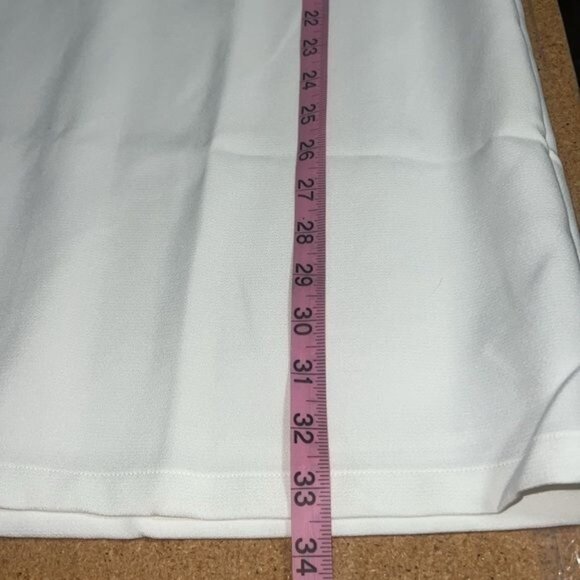 English Factory Sleeveless White Shift Dress With Navy Tie Collar Size Large - Picture 11 of 12